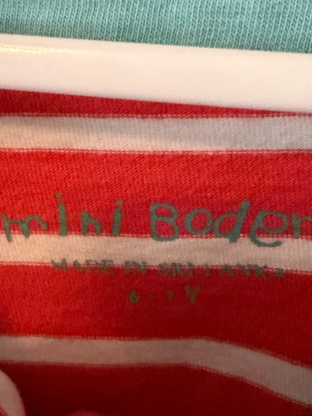 Mini Boden Red Striped Lamb Applique Dress